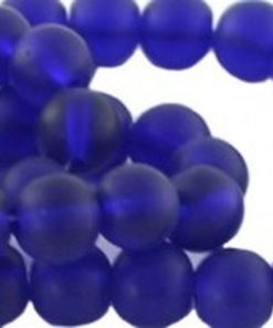Glaskralen Kobalt blauw mat 8mm