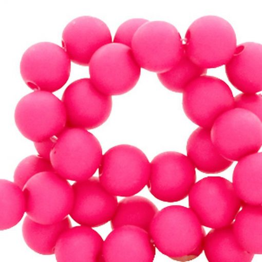 Acryl kralen matt 4mm Fluor pink