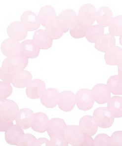 Top Facet kralen 6x4mm disc light orchid pink-pearl shine coating