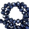 Top Facet kralen 6x4 mm disc Anthracite blue-pearl shine coating