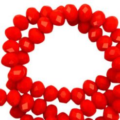 Top Facet kralen 6x4 mm disc Flame scarlet red-pearl shine coating