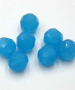 Facet glaskralen rond 12mm opaal turquoise