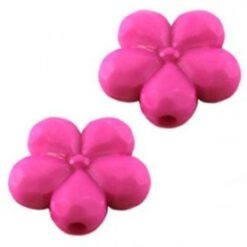 Acryl kraal bloem fuchsia pink