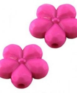 Acryl kraal bloem fuchsia pink
