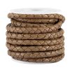 DQ leer 4mm 4 draden rond gevlochten Brown