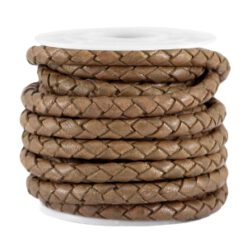 DQ leer 4mm 4 draden rond gevlochten Brown