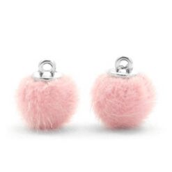 Pompom bedels light pink faux fur 12mm light pink