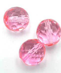 Facet glaskralen rond 12mm Roze