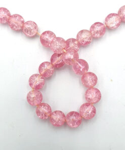 Glaskralen crackle Roze 8mm