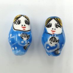 Keramieken kralen metroesjka 20x12mm blauw