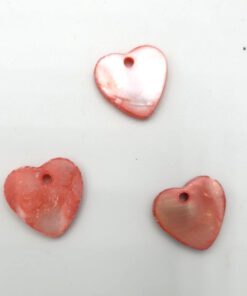 Schelp kralen hartje rood 14x14mm