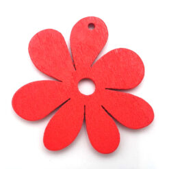 Houten bedel Bloem 23x23mm rood