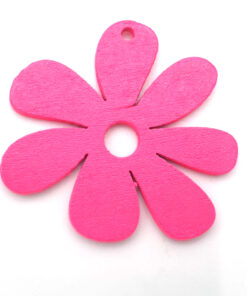 Houten bedel Bloem 23x23mm Fuchsia roze