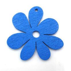 Houten bedel Bloem 23x23mm Blauw