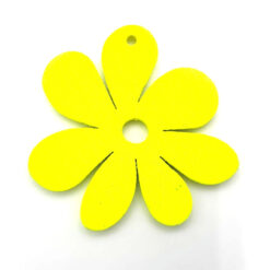 Houten bedel Bloem 23x23mm Geel Neon