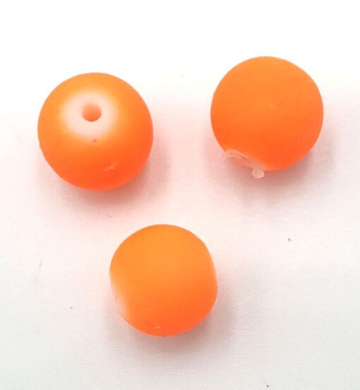 Rubber gecoate glaskralen Oranje Neon 10mm