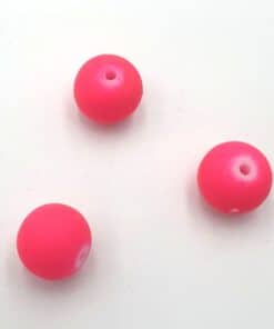 Rubber gecoate glaskralen Roze neon 10mm