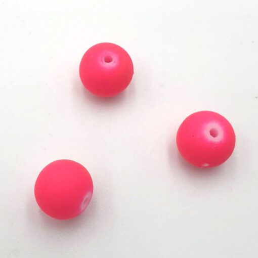 Rubber gecoate glaskralen Roze neon 10mm