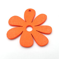 Houten bedel Bloem 23x23mm Oranje Neon