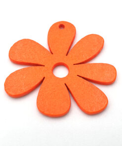 Houten bedel Bloem 23x23mm Oranje Neon