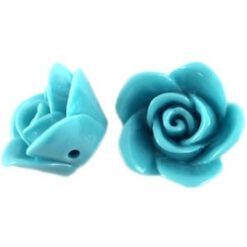 Acryl kraal bloem Turquoise 16mm