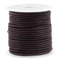 DQ Leer rond 1 mm Vintage port royale red