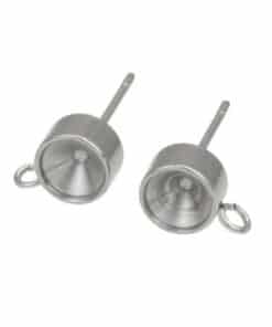 Stainless Steel Oorstekers (voor 5 mm puntstenen) Antiek Zilver (per paar)
