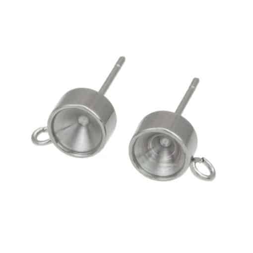 Stainless Steel Oorstekers (voor 5 mm puntstenen) Antiek Zilver (per paar)