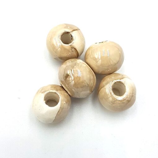 Keramiek kralen Beige creme marmer 12mm