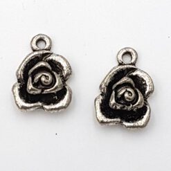 Bedel Roos 13x18mm antiek zilver