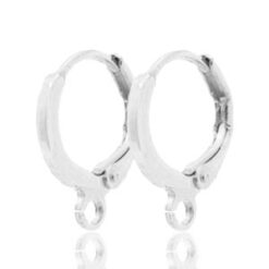 Oorbellen met 1 oog sluitbaar 12mm Antiek zilver (per paar)