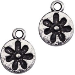 Bedel bloem 12x10mm antiek zilver
