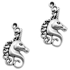 Metaal bedels DQ unicorn Antiek zilver (nikkelvrij)
