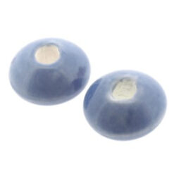 Keramiek kralen Licht kobalt blauw disc 14x8mm
