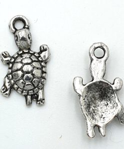 Metaal bedels Schildpad antiek zilver