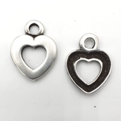 Metaal bedel DQ Hart 20x30mm antiek zilver