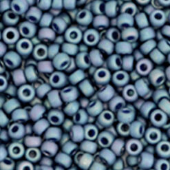 Miyuki rocailles 8/0 Opaque glazed frosted rainbow bayberry blue 8-4703
