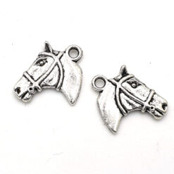 Metaal bedel Paard 16x22mm antiek zilver