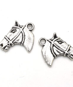 Metaal bedel Paard 16x22mm antiek zilver
