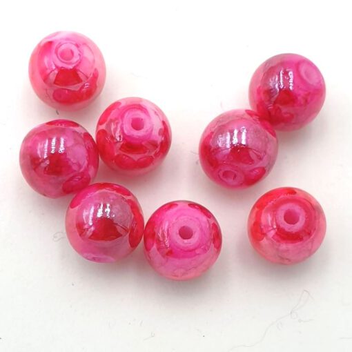 Glaskralen roze met glans 8mm