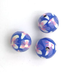 Fimo klei kralen bloem licht blauw wit roze 10mm