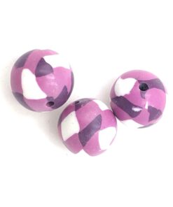 Fimo klei kralen wit met roze geruit 10mm