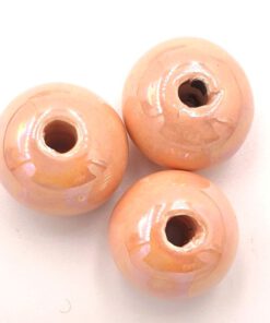 Kralen keramiek 12x16mm peach met olieglans