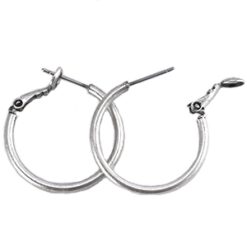 DQ creolen 20 mm Antiek silver plated