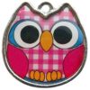 Metalen bedel uil roze
