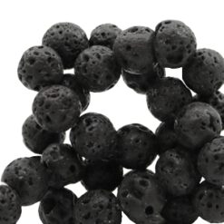 10mm natuursteen kralen mat Lava Dark anthracite black