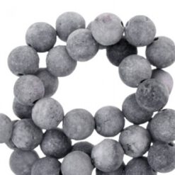 Half edelsteen kralen rond 6mm agaat mat Anthracite grey