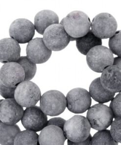 Half edelsteen kralen rond 6mm agaat mat Anthracite grey