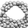 8mm glaskralen opaque Metallic silver