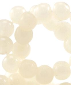 Glaskralen opaal vintage ivory yellow 8mm